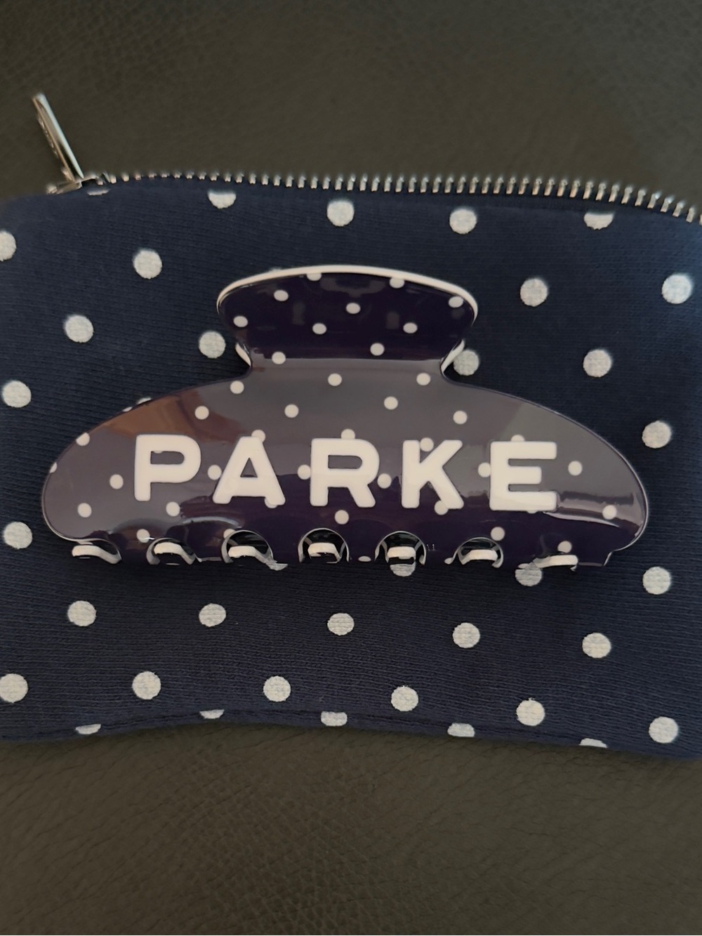 Parke Navy Polka Claw Clip